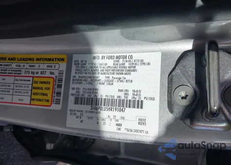 2017 Ford Fusion Hybrid Se из США, поврежденный, VIN 3FA6P0LU5HR191047